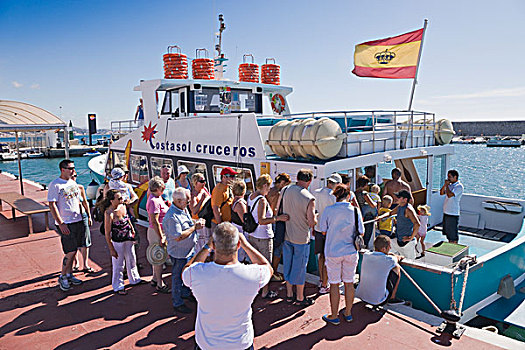 游客,乘坐,游船,芬吉罗拉,马拉加,西班牙