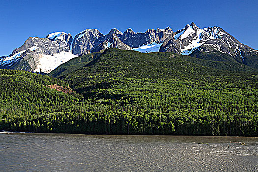 山脉,河,靠近,不列颠哥伦比亚省,加拿大