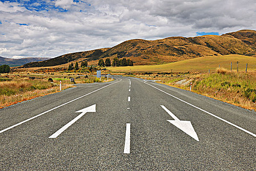 道路,中心,山,南部地区,南岛,新西兰