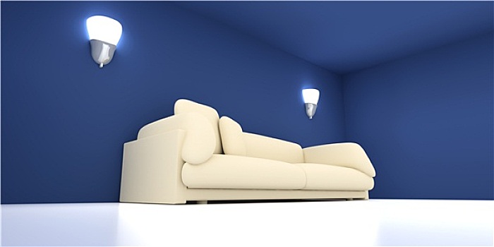 沙发,蓝色,房间