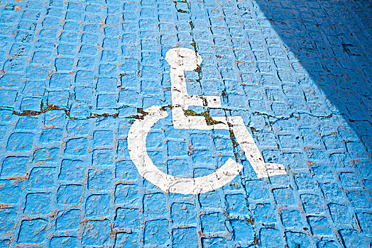 象征,轮椅,使用,蓝色背景,鹅卵石