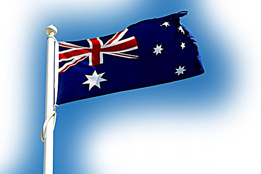 澳大利亚,蓝天,摆动,旗帜