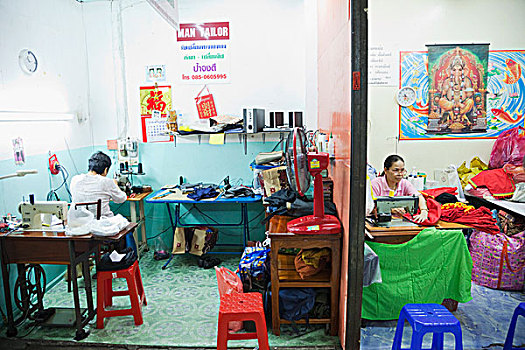 泰国,曼谷,裁缝,商店