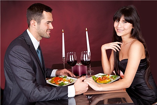 情侣,浪漫,餐饭,餐馆