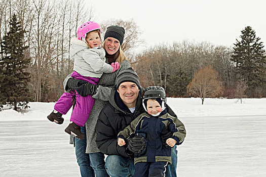 家庭,户外,滑冰场,艾伯塔省,加拿大
