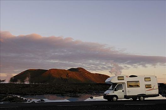 露营车,地热温泉,蓝色泻湖,冰岛,欧洲