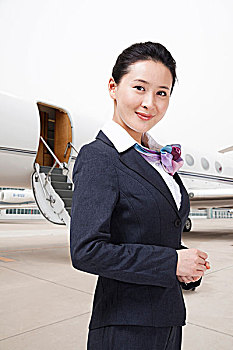 商务女士和私人飞机
