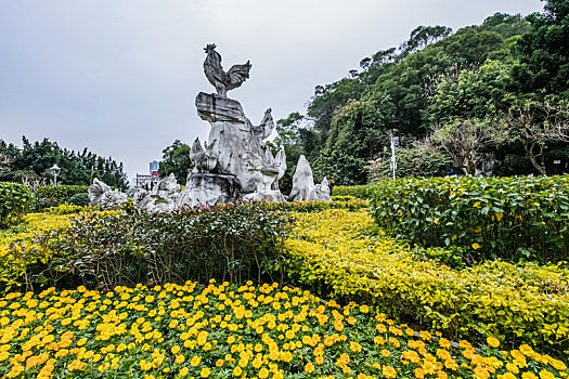 福建省福州市金鸡山花坛雕像建筑环境景观