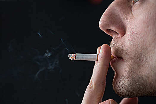 男人,吸烟,香烟,黑色背景,背景