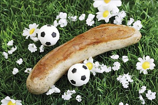 足球,快餐,德国香肠,迷你,草地