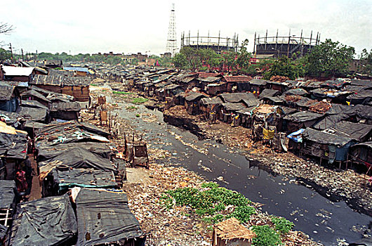 贫民窟,区域,加尔各答,西孟加拉,印度,九月,2003年
