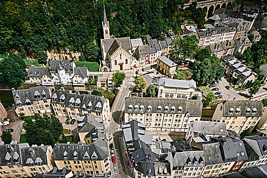 俯拍,城市,卢森堡,欧洲