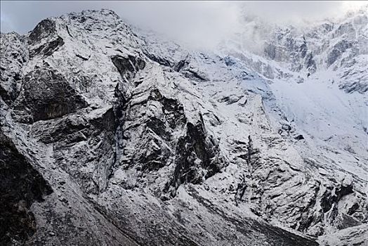 雪,冰,岩石构造,山,萨加玛塔国家公园,尼泊尔,亚洲