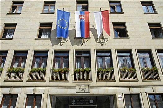 旗帜,建筑,布拉迪斯拉瓦,斯洛伐克