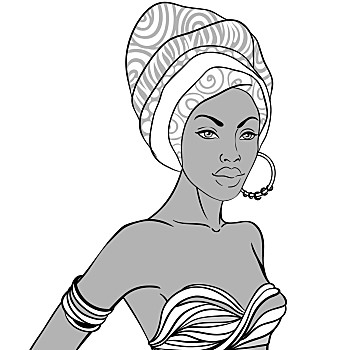 非洲女人,耳饰,头像,美女,缠头巾