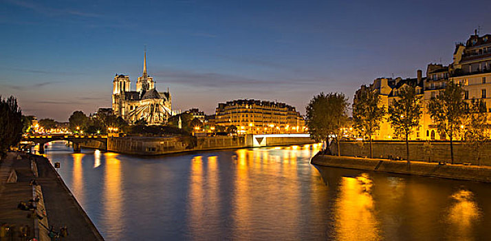 风景,上方,塞纳河,大教堂,巴黎,法兰西岛,法国