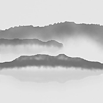 黑白勾勒山水画图片