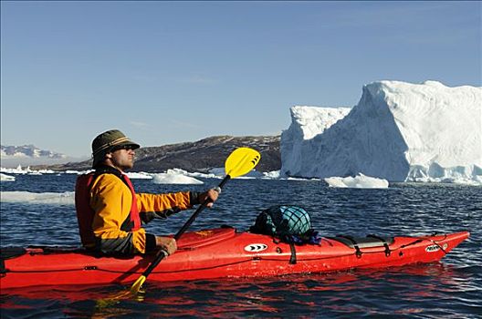 冰山,皮划艇手,东方,格陵兰