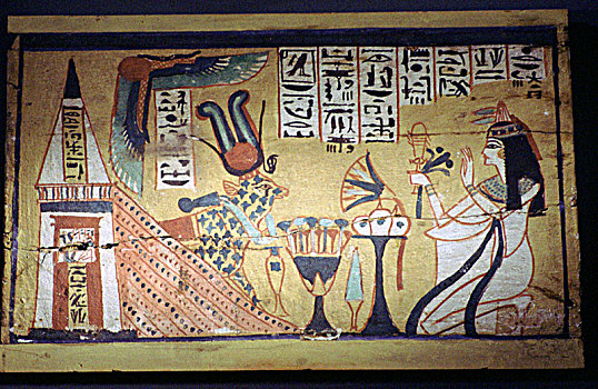 埃及人,绘画,木质,盒子,艺术家,未知
