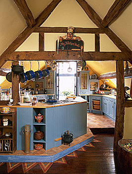 蓝色,厨房,工作台,黄色,涂绘,谷仓,转换,展示