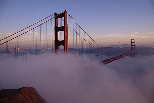 美国,加利福尼亚,旧金山,金门大桥,雾