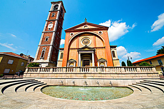 教堂,意大利,老,墙壁,平台,教堂钟,塔,植物