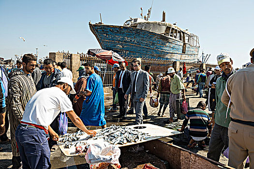 鱼市,港口,苏维拉,摩洛哥,非洲