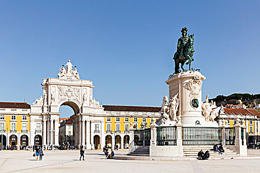 雕塑,国王,正面,里斯本,葡萄牙