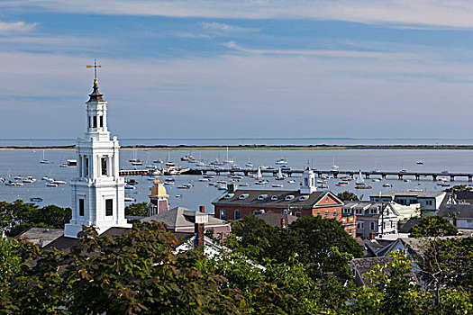 马萨诸塞,科德角,普罗文斯镇,朝圣,纪念建筑,俯视图,西部