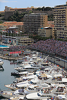 风景,港口,f1赛车,大奖赛,大看台,宫殿,后面,摩纳哥公国