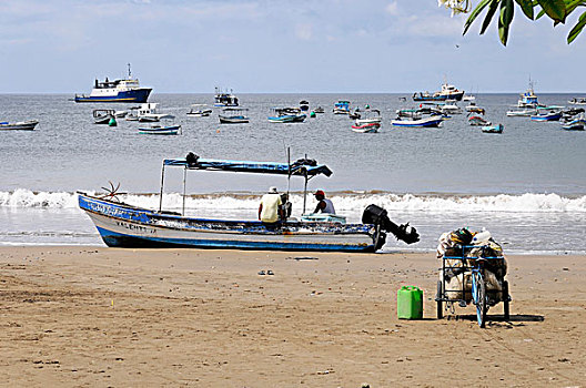 船,海滩,尼加拉瓜,中美洲
