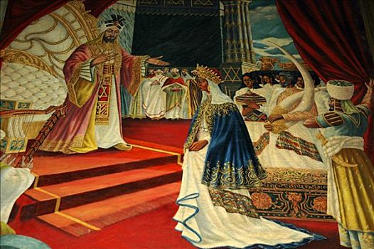 壁画,艺术,皇后,国王,所罗门,埃塞俄比亚,非洲
