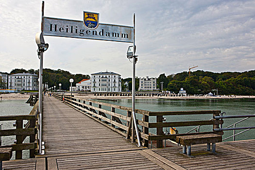 酒店,海利根达姆,码头,梅克伦堡前波莫瑞州,波罗的海,德国,欧洲