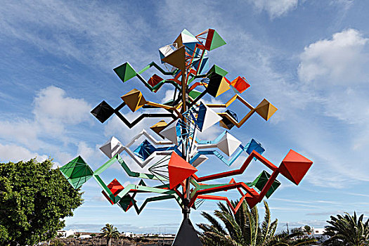 风,雕塑,特盖斯,兰索罗特岛,加纳利群岛,西班牙,欧洲