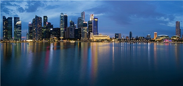 新加坡城,天际线,全景,黎明