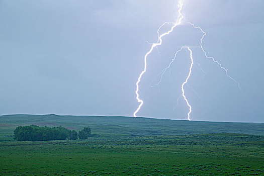 雷暴,闪电,靠近,蒙大拿,美国