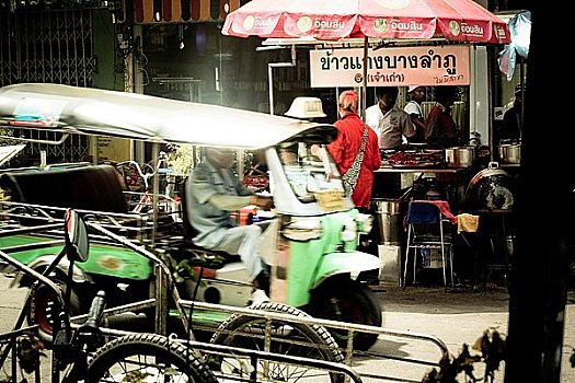 汽车,人力车,正面,快餐吧,曼谷,泰国