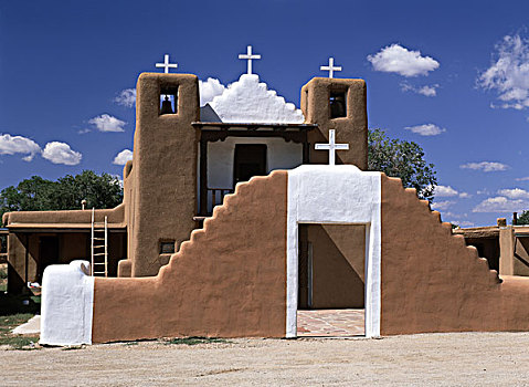 建筑,教堂,陶斯普韦布洛,新墨西哥,美国