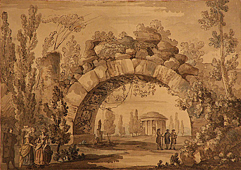 公园,风景,拱形,19世纪