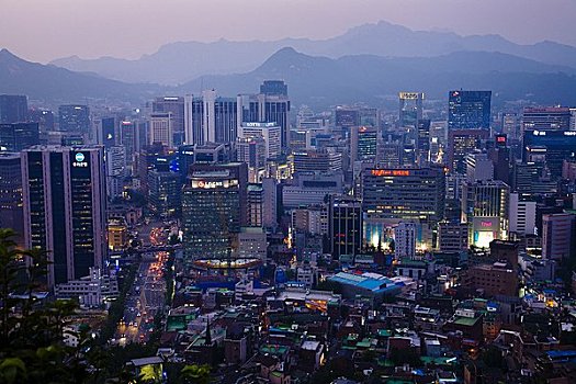 俯视,城市,首尔,韩国