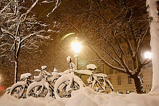 英国,伦敦,自行车,积雪