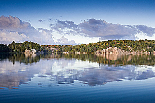 早,反射,湖,基拉尼省立公园,安大略省,加拿大
