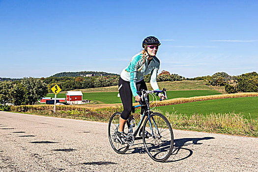道路,骑自行车,乡村,靠近,威斯康辛,美国