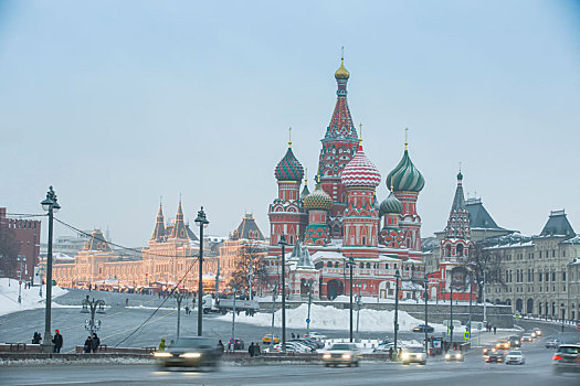 俄罗斯莫斯科圣瓦西里升天大教堂远景