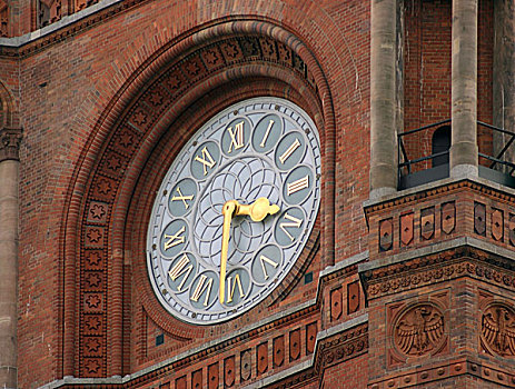 钟表,红色,市政厅
