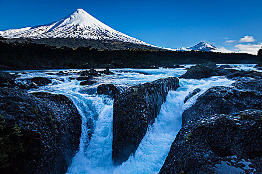 火山,瀑布,蔷薇目,巴塔哥尼亚,智利