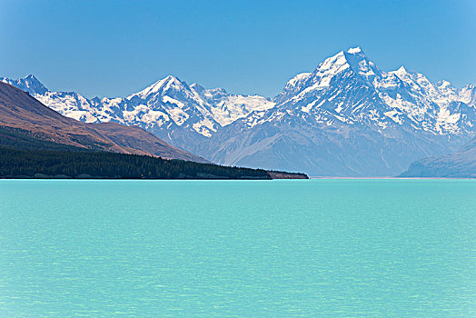 普卡基湖,奥拉基,库克山,后面,普卡基,坎特伯雷地区,新西兰,大洋洲