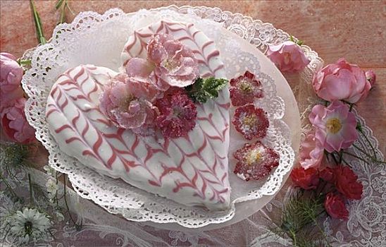 心形,蛋糕,玫瑰,装饰