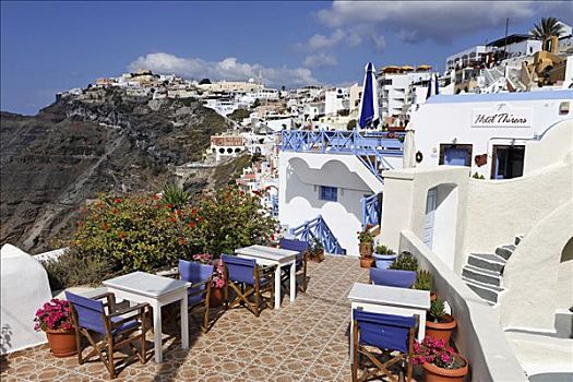 平台,餐馆,锡拉岛,希腊