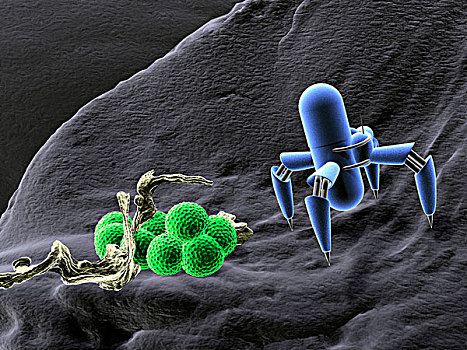 纳米,机器人,细菌,概念,纳米技术,医疗,插画
